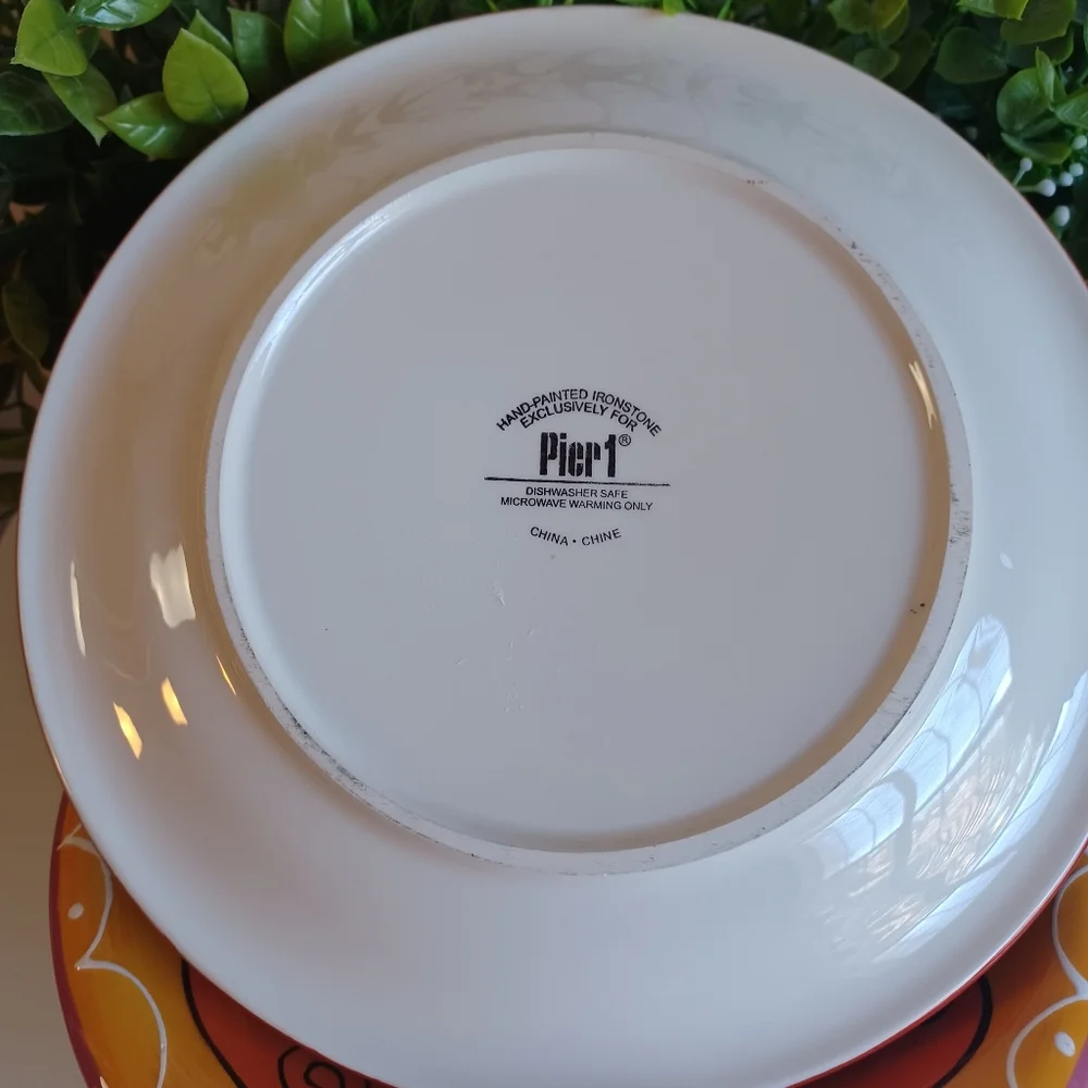 4 Piece Pier 1 Hand Painted Ironstone Salad Plate Set